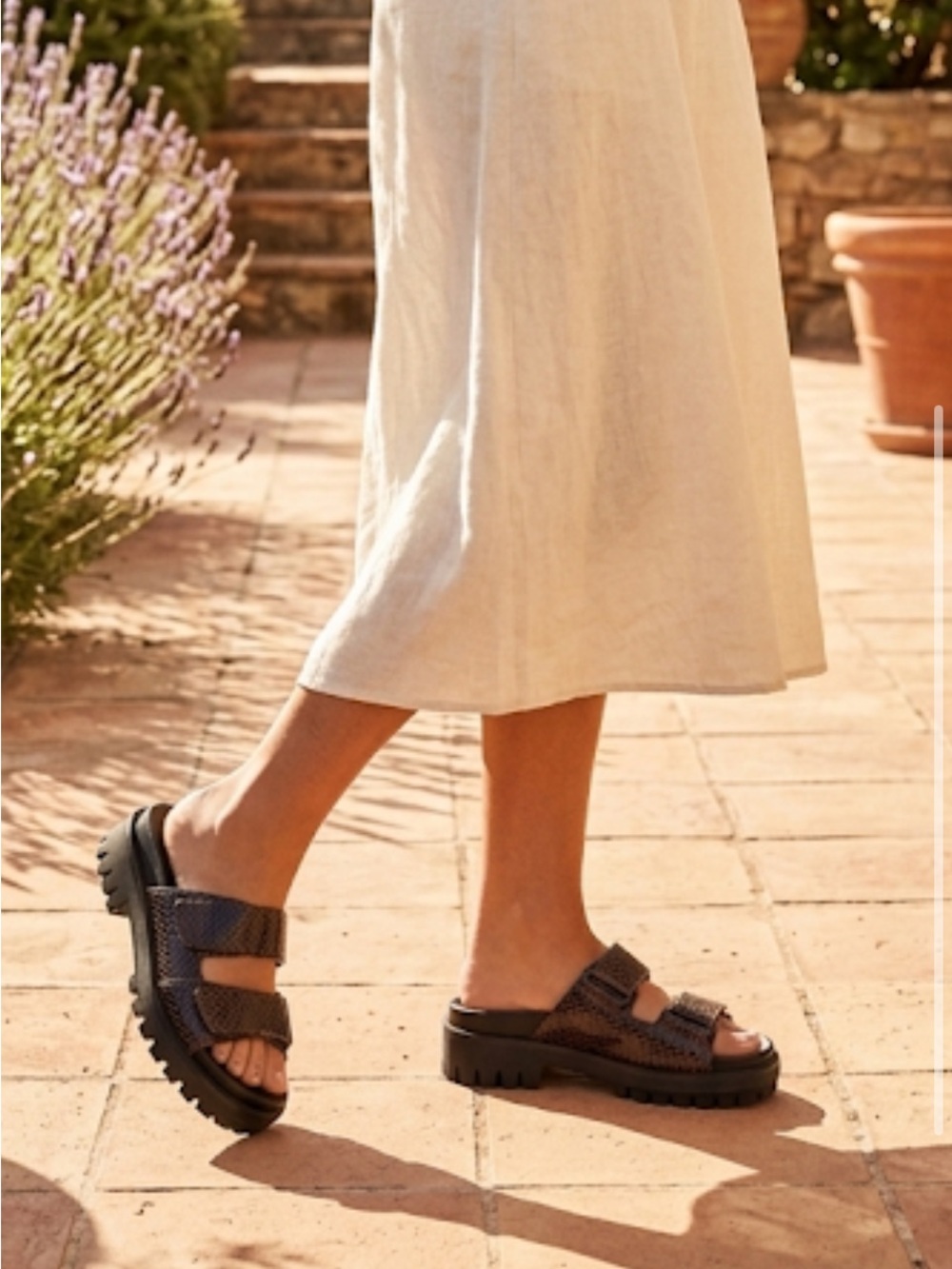 Sam Edelman Sandals Women’s Eliana Chunky Leather Brown Sandel NEW - Picture 2 of 10